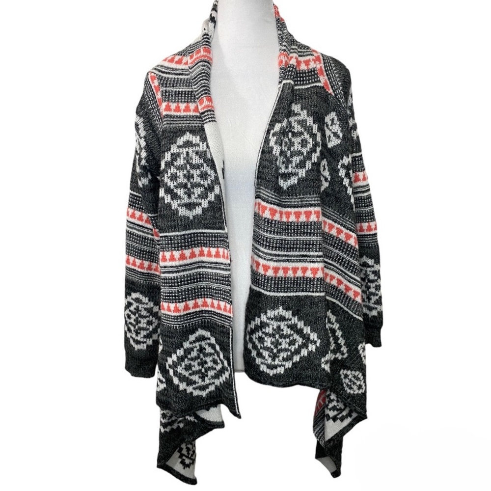 Eyeshadow Shrug Cardigan Open Knit Waterfall Women’s Size Medium Aztec Western